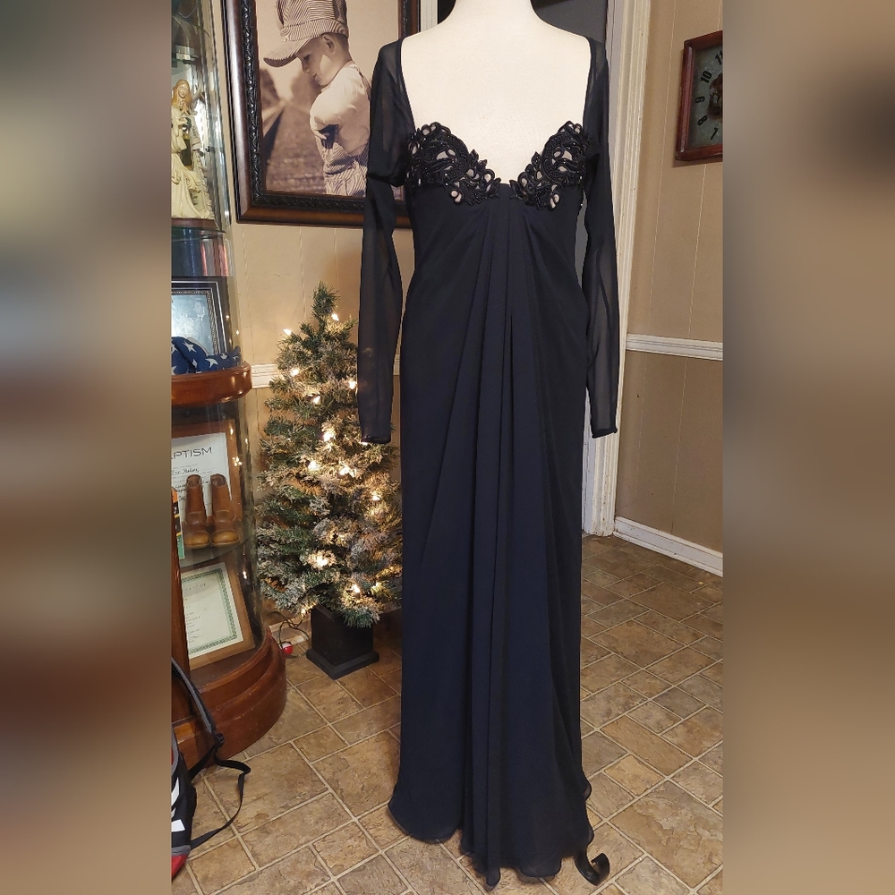 BEAUTIFUL SZ 8 ANTHONY VASK BLACK FORMAL SHEATH GOWN/ DRESS